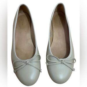 Quince Cream Ballet Flats with Bow